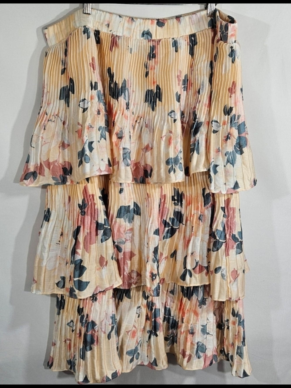 Bohemian Chic Romantic Floral Tiered Pleated Maxi Skirt NWT Ryegrass Size 2X